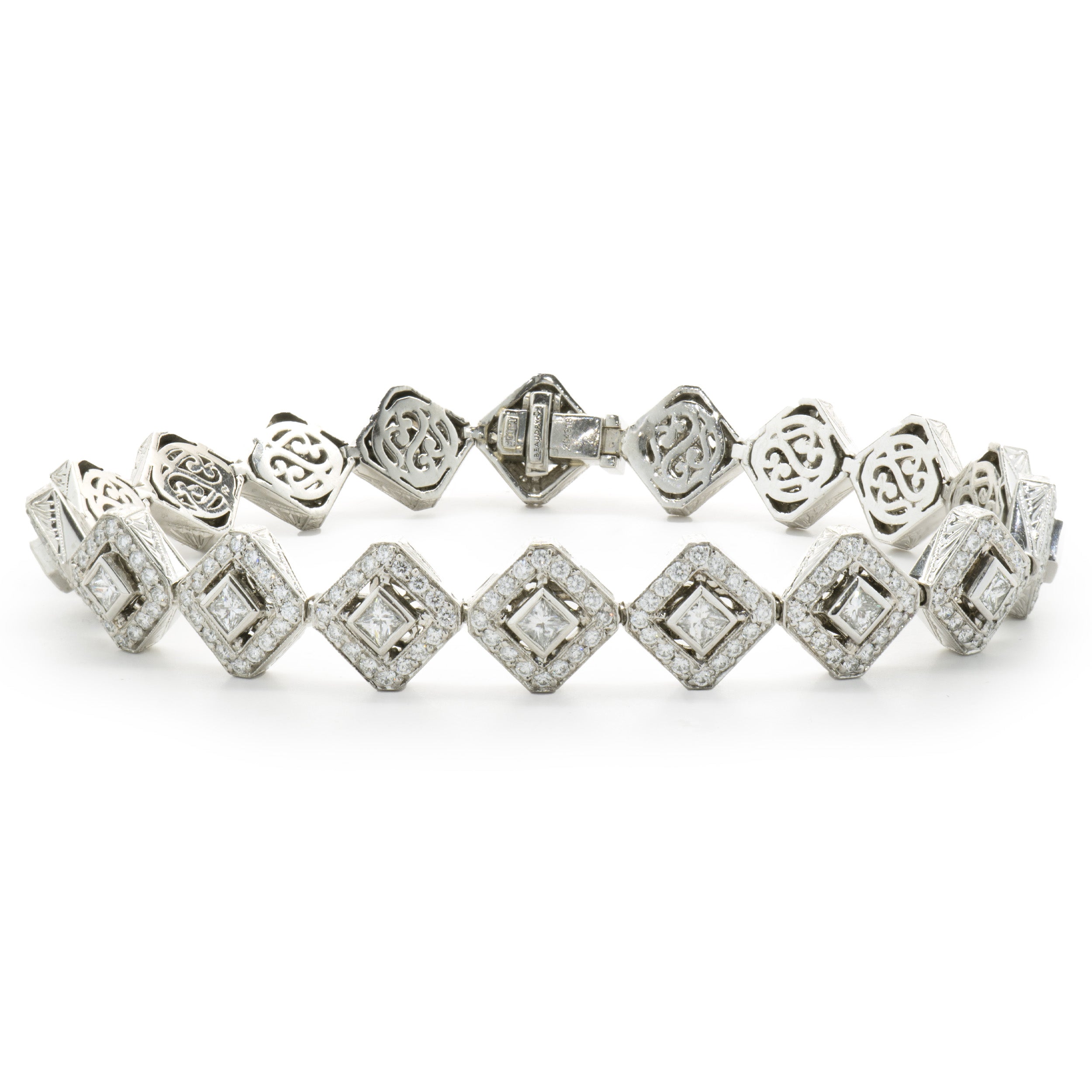 Michael Beaudry Platinum Diamond Kite Shape Inline Bracelet The