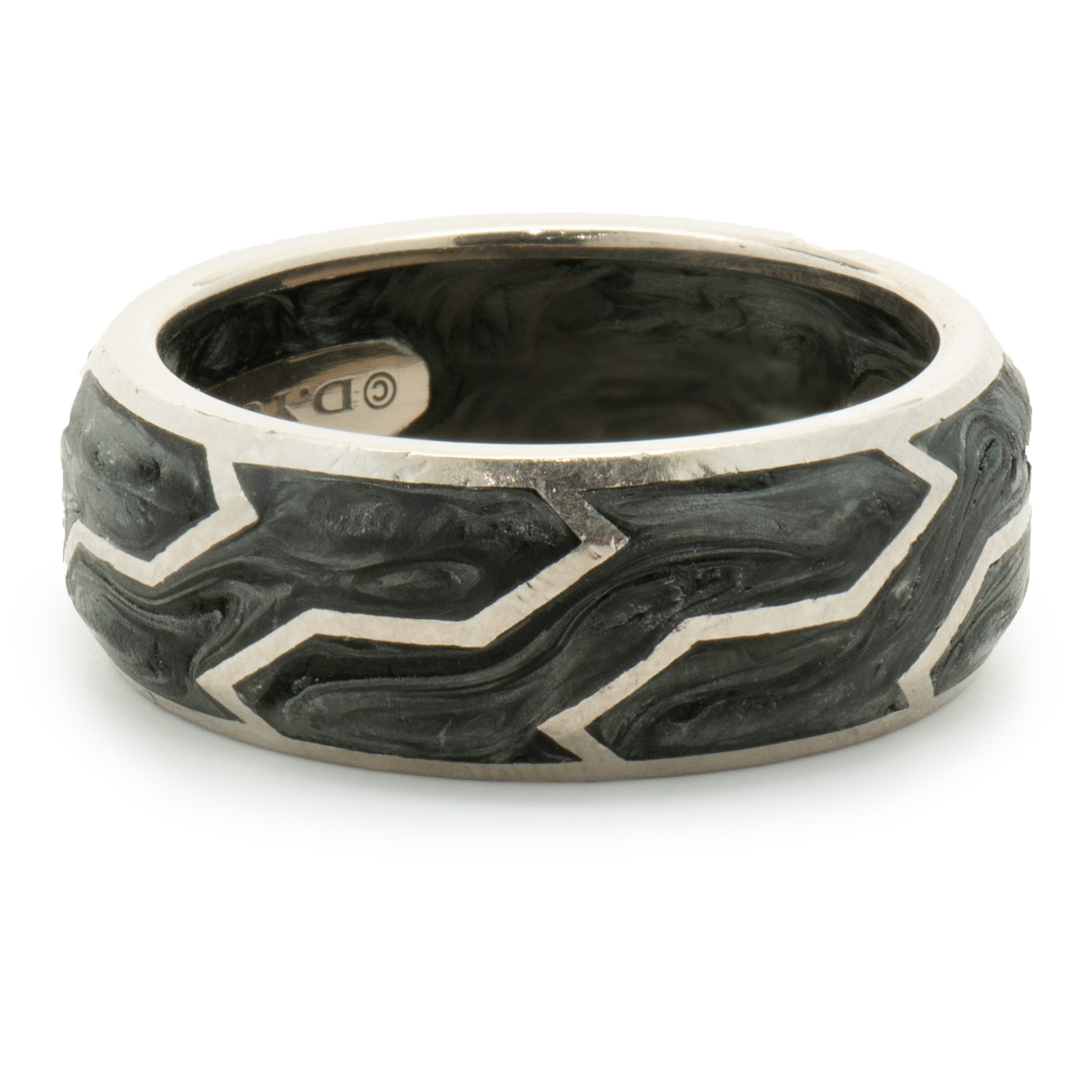 David Yurman 18 Karat White Gold Forged Carbon 8MM Band – The