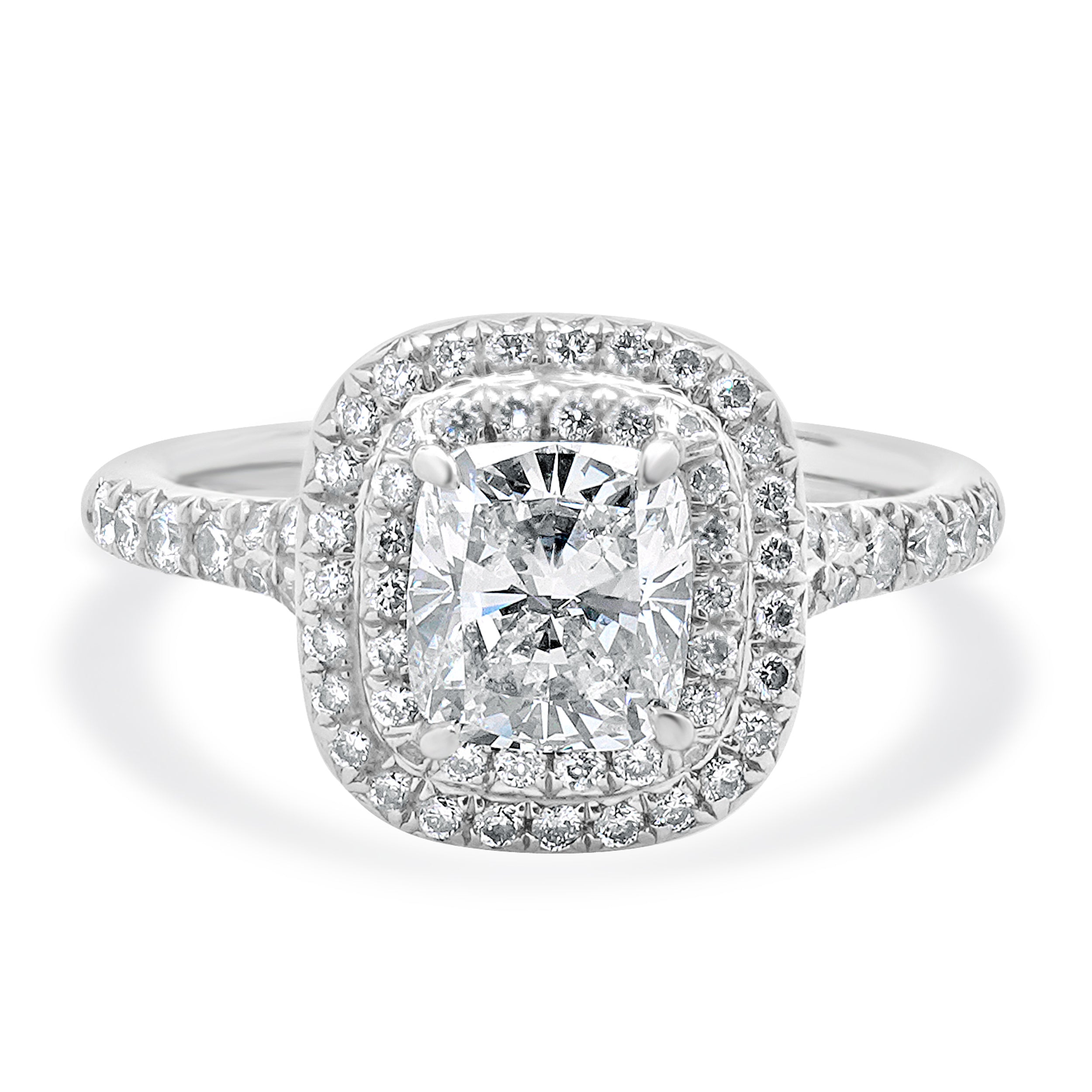 Tiffany \u0026 Co. Platinum Cushion Cut Diamond Engagement Ring – The Estate  Watch And Jewelry Company®, image size:2500x2500