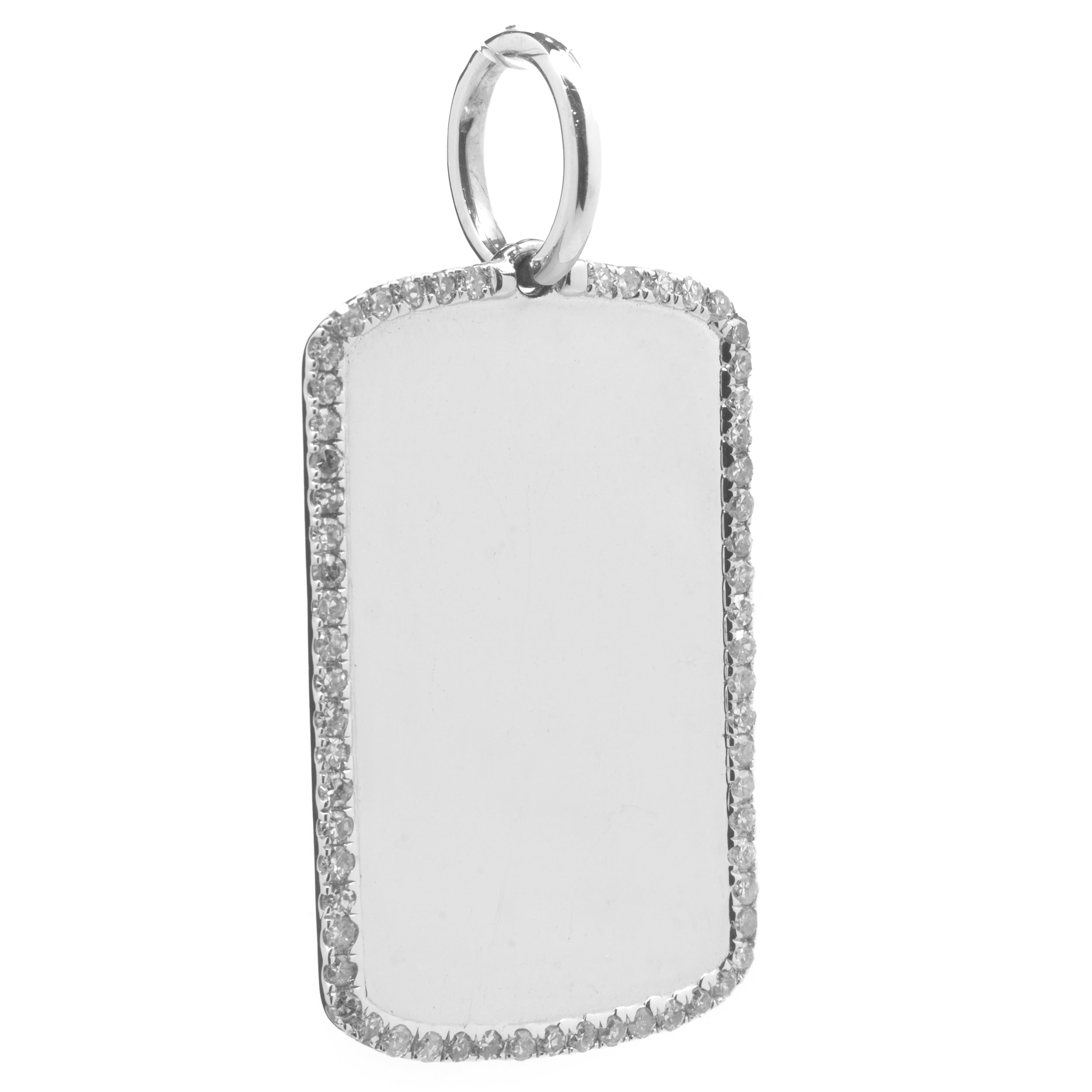 14 Karat White Gold Diamond Dog Tag Pendant – The Estate Watch And