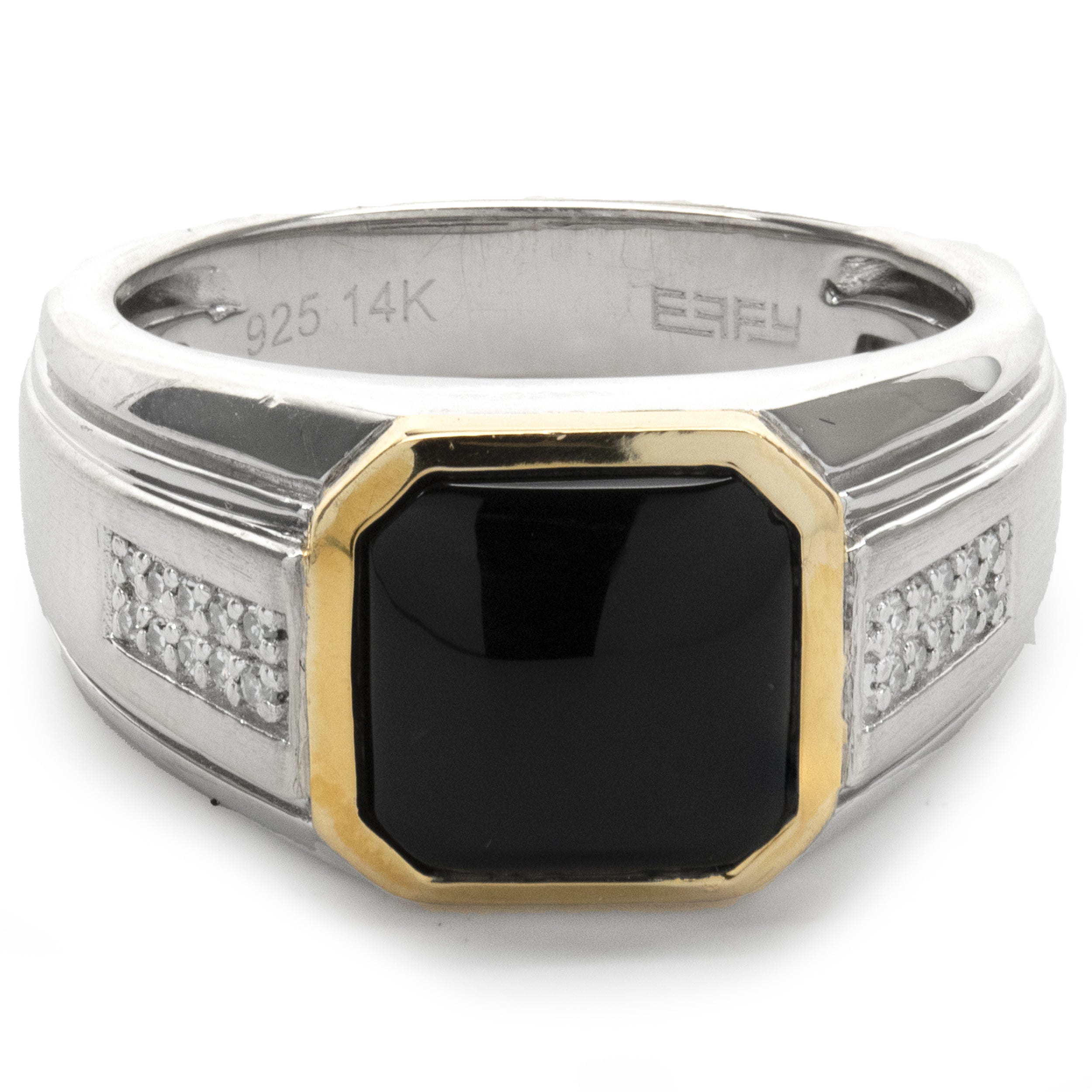 EFFY エフィ ブラック ダイヤモンド リング ヴィンテージ EFFY 925 Sterling Silver & 18k Gold 0.5 ct Round Cut Black
