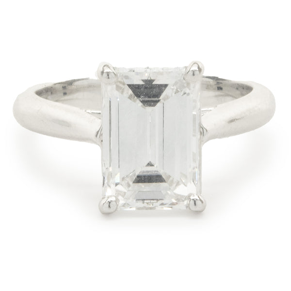Platinum Emerald Cut Diamond Engagement Ring