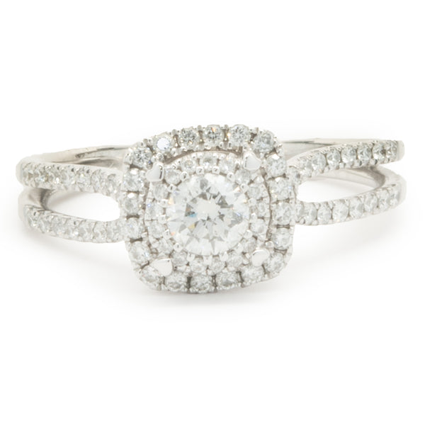 14 Karat White Gold Round Brilliant Cut Diamond Engagement Ring