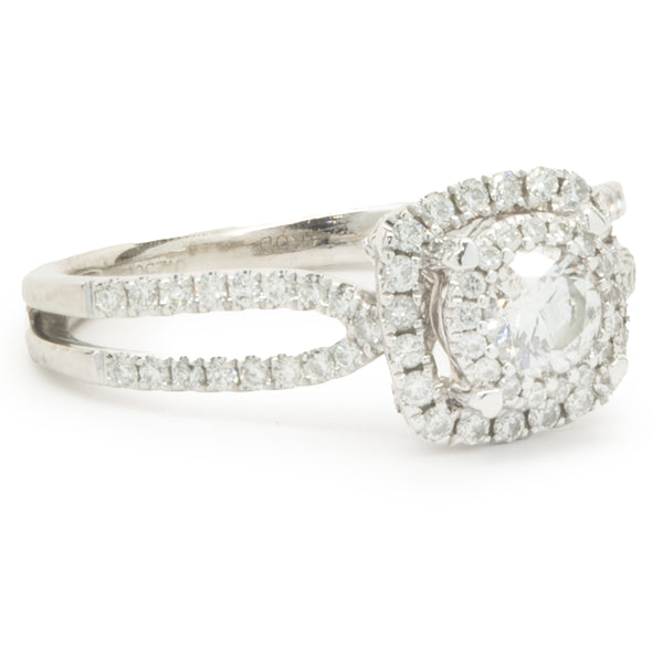 14 Karat White Gold Round Brilliant Cut Diamond Engagement Ring