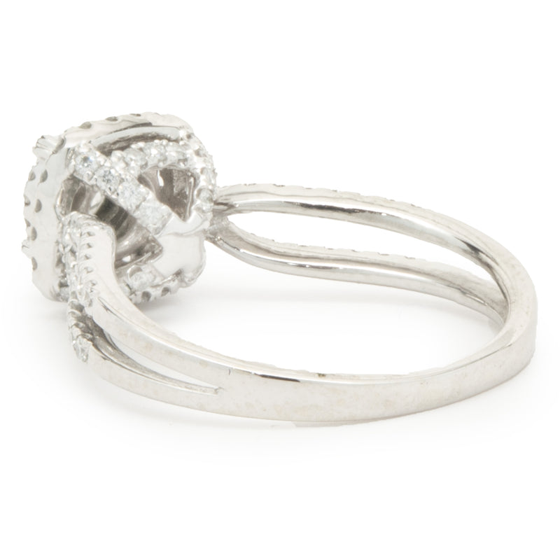 14 Karat White Gold Round Brilliant Cut Diamond Engagement Ring