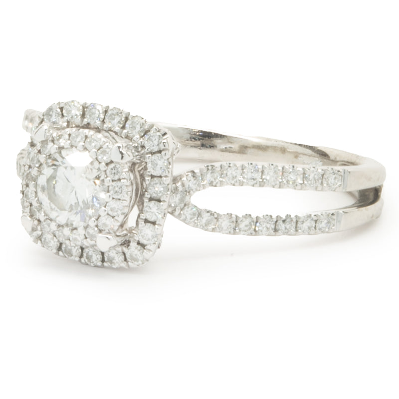14 Karat White Gold Round Brilliant Cut Diamond Engagement Ring