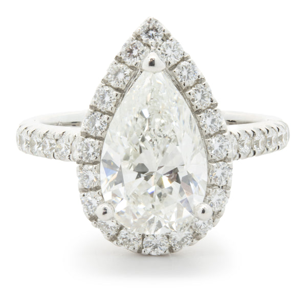 14 Karat White Gold Pear Cut Diamond Engagement Ring