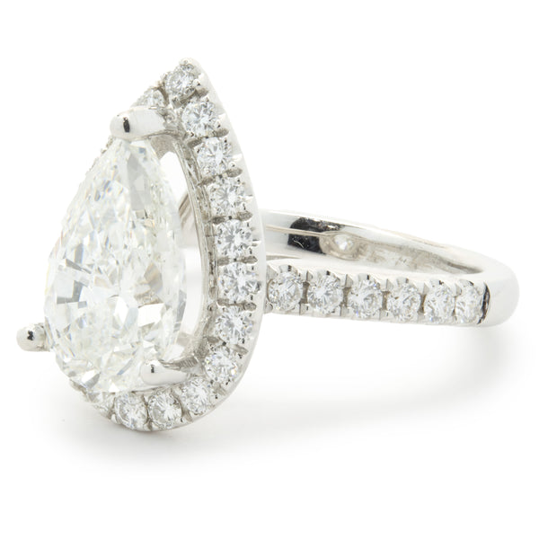 14 Karat White Gold Pear Cut Diamond Engagement Ring