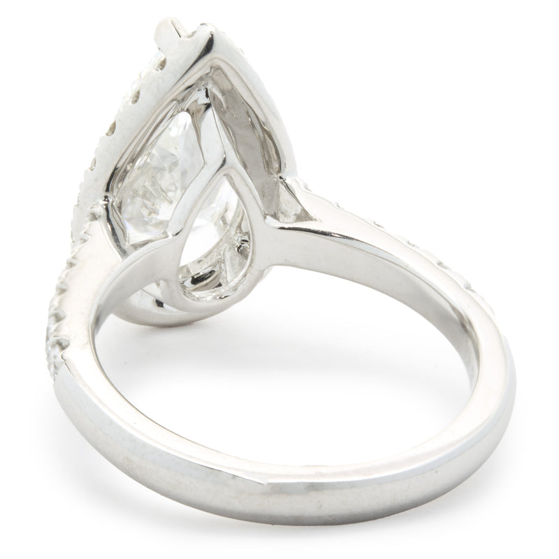 14 Karat White Gold Pear Cut Diamond Engagement Ring