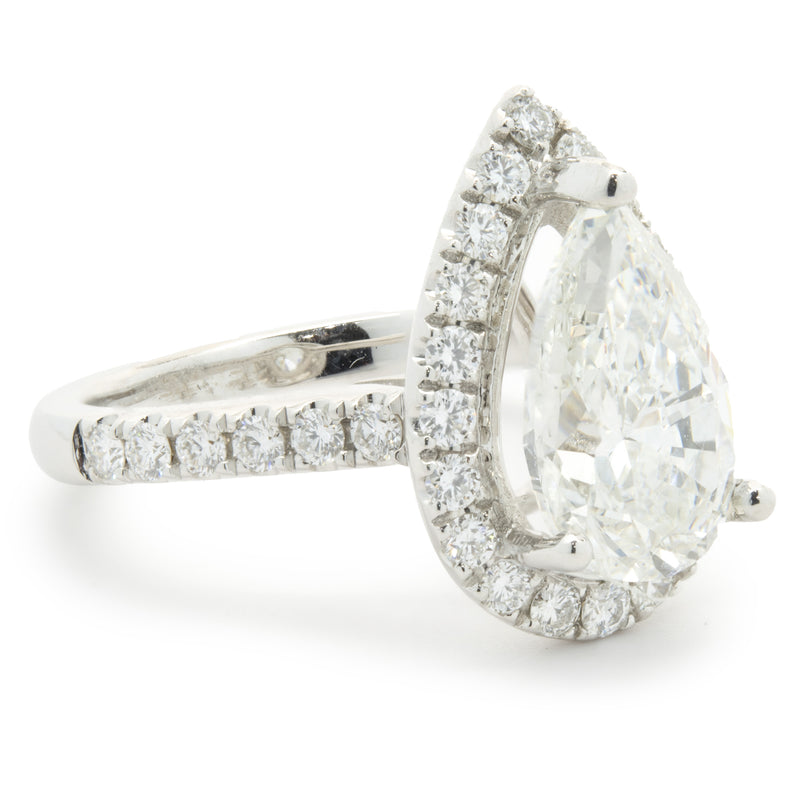 14 Karat White Gold Pear Cut Diamond Engagement Ring