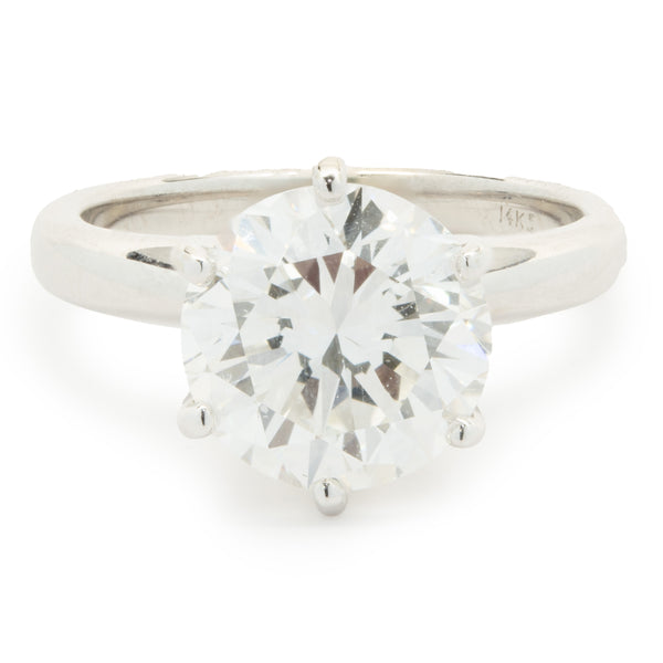 14 Karat White Gold Round Brilliant Cut Diamond Engagement Ring