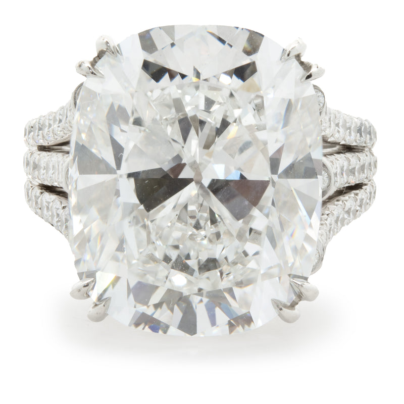 Platinum Cushion Cut Diamond Engagement Ring