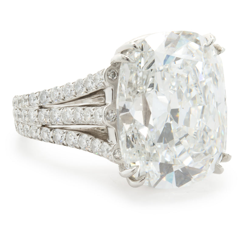 Platinum Cushion Cut Diamond Engagement Ring