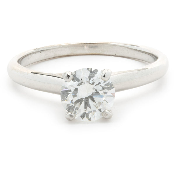 14 Karat White Gold Round Brilliant Cut Diamond Engagement Ring