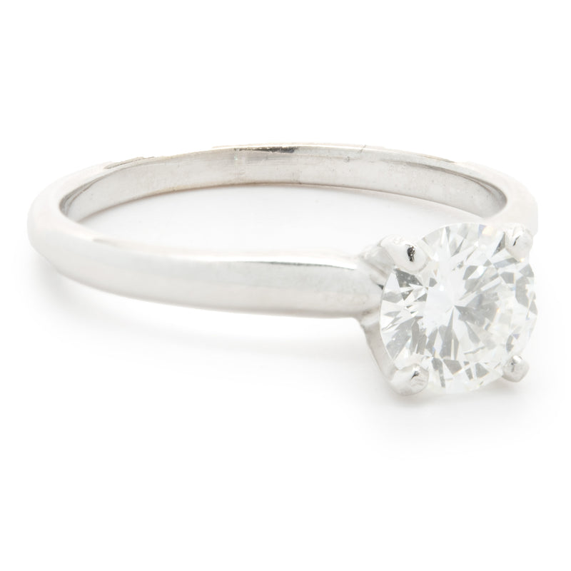 14 Karat White Gold Round Brilliant Cut Diamond Engagement Ring