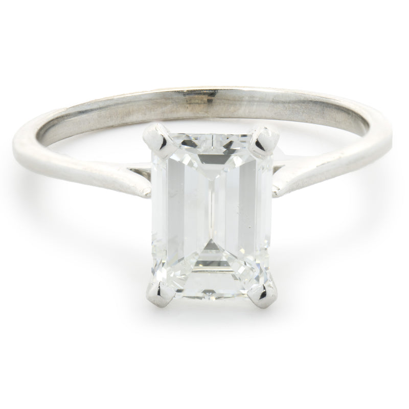 14 Karat White Gold Emerald Cut Diamond Engagement Ring