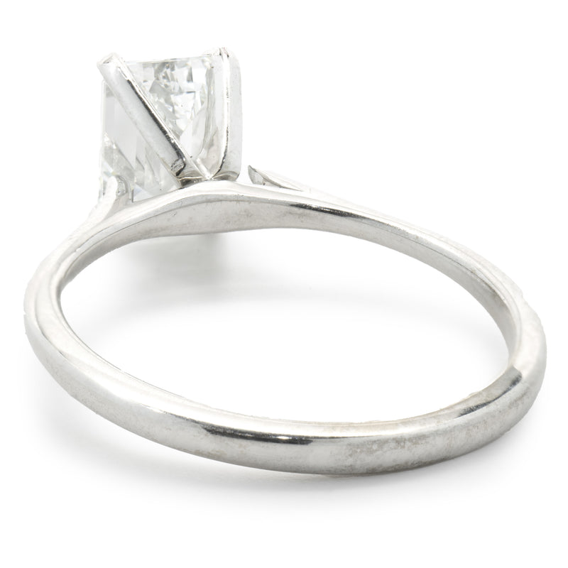 14 Karat White Gold Emerald Cut Diamond Engagement Ring