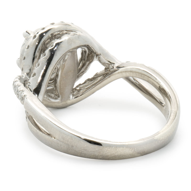 14 Karat White Gold Round Brilliant Diamond Swirl Engagement Ring