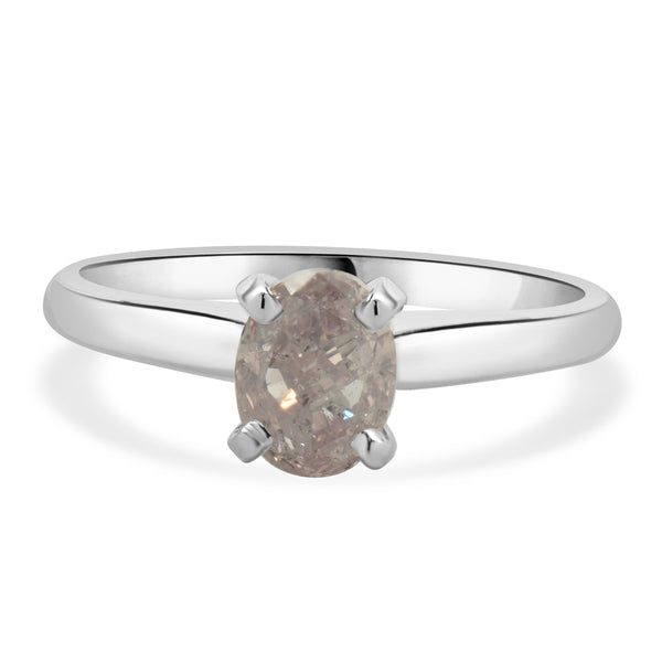 14 Karat White Gold Fancy Purplish Pink Oval Cut Diamond Engagement Ring