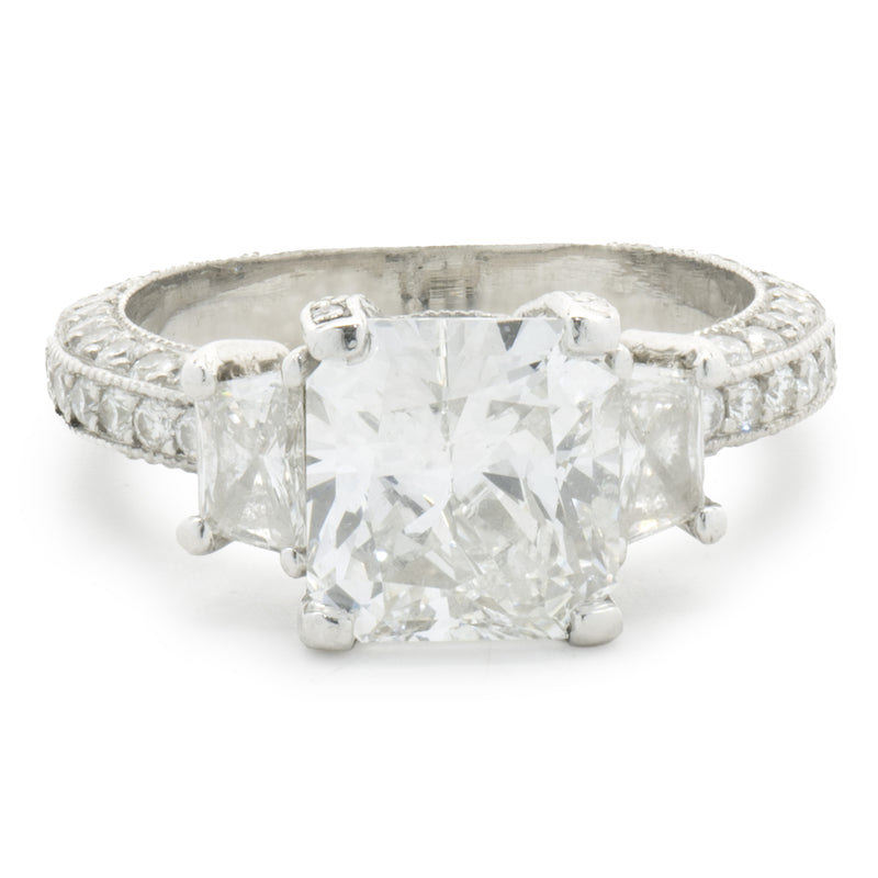 Platinum Radiant Cut Diamond Engagement Ring