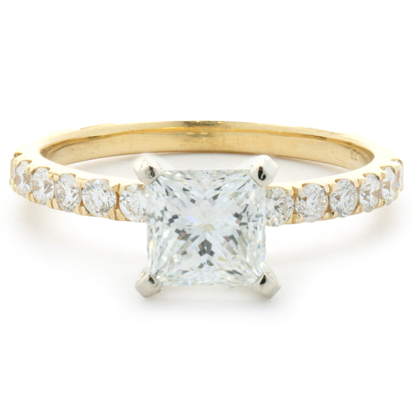 14 Karat Yellow Gold Princess Cut Diamond Engagement Ring