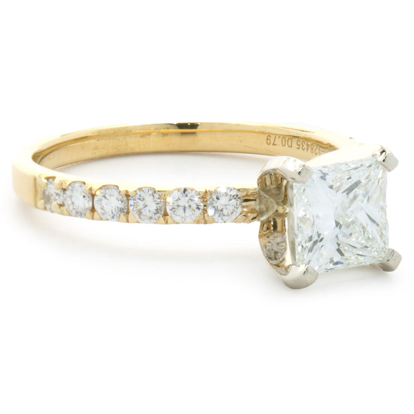 14 Karat Yellow Gold Princess Cut Diamond Engagement Ring