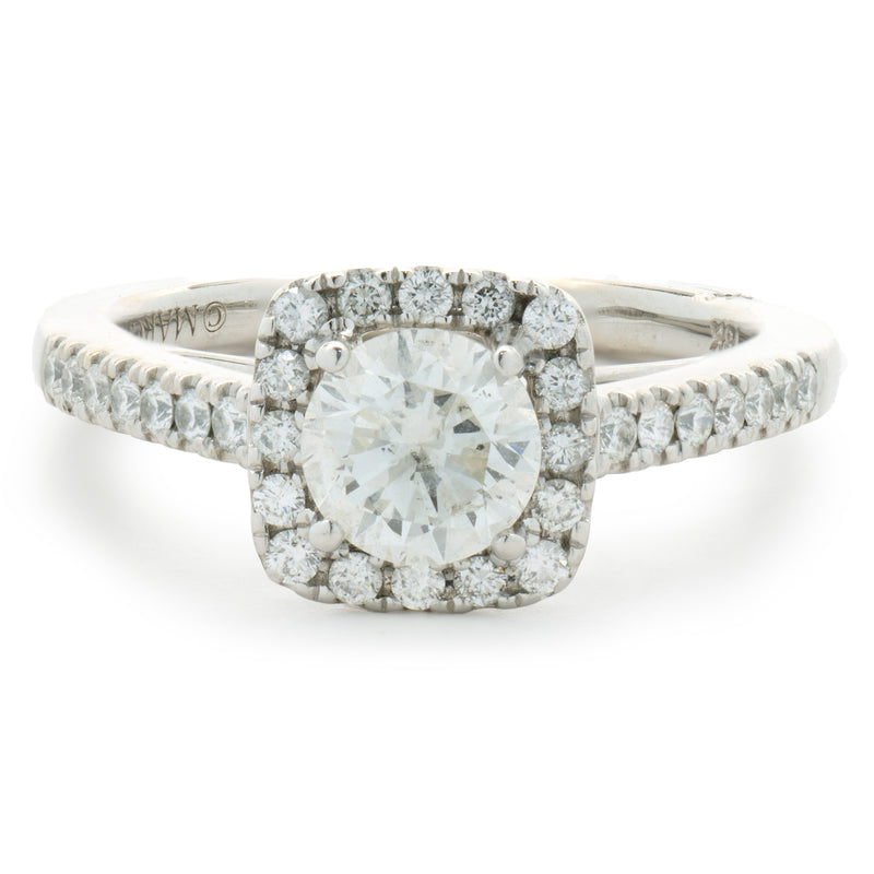 18 Karat White Gold Round Brilliant Cut Diamond Engagement Ring