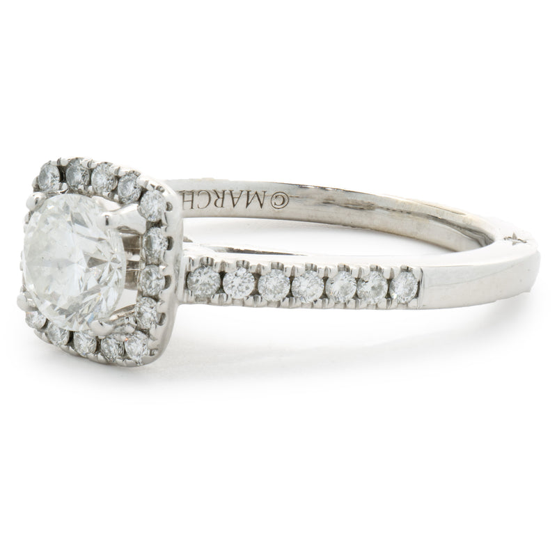 18 Karat White Gold Round Brilliant Cut Diamond Engagement Ring