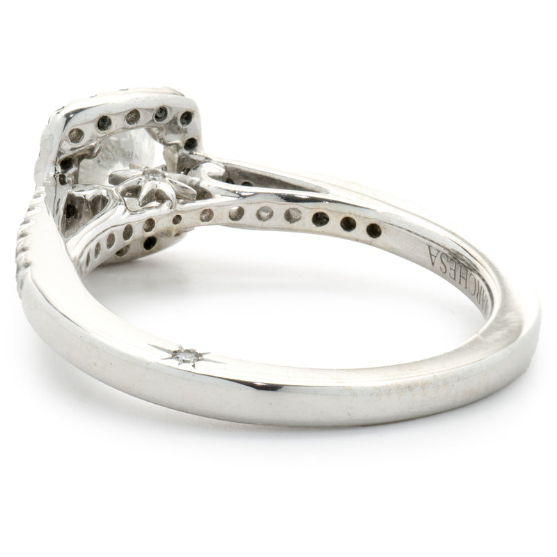 18 Karat White Gold Round Brilliant Cut Diamond Engagement Ring