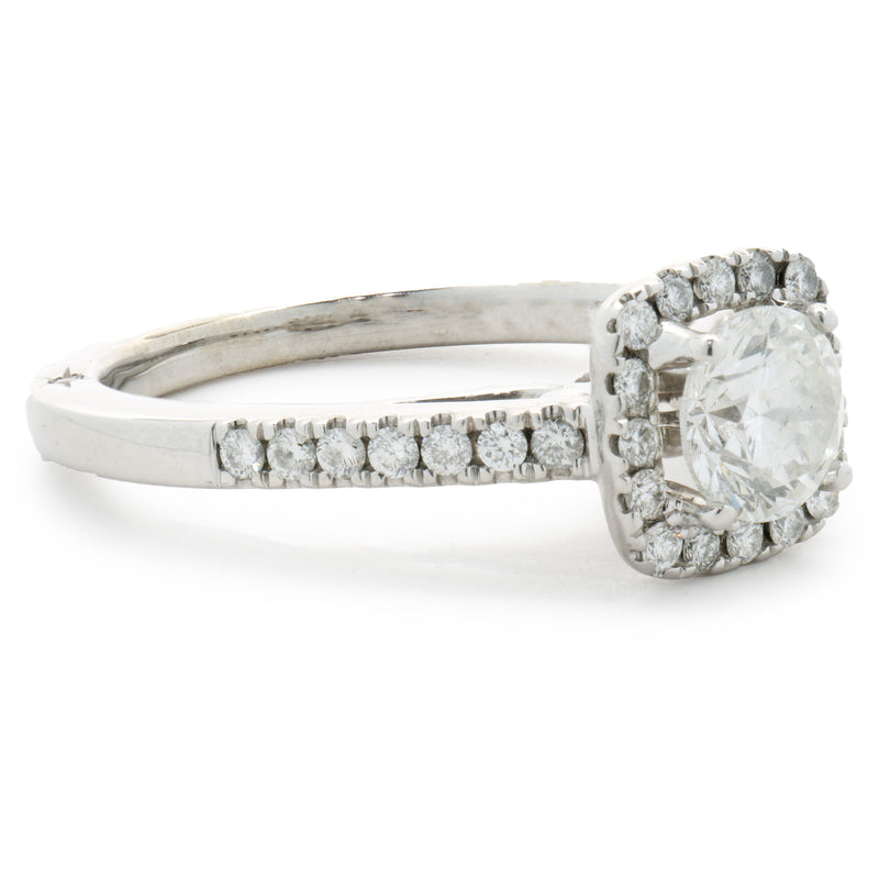 18 Karat White Gold Round Brilliant Cut Diamond Engagement Ring