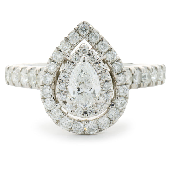 14 Karat White Gold Pear Cut Diamond Engagement Ring