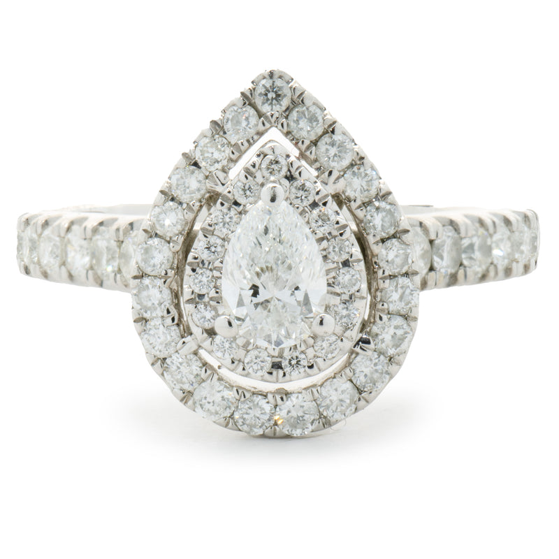 14 Karat White Gold Pear Cut Diamond Engagement Ring
