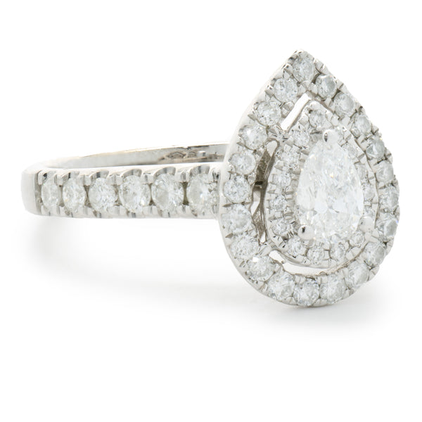 14 Karat White Gold Pear Cut Diamond Engagement Ring