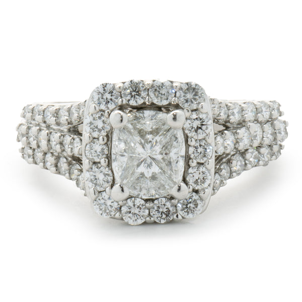 14 Karat White Gold Quad-Set Diamond Engagement Ring
