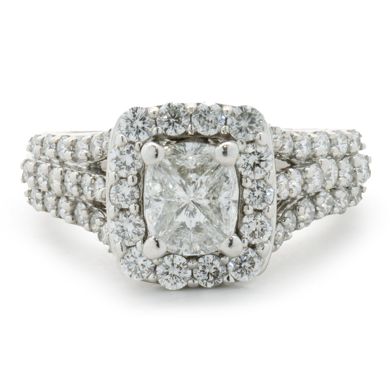 14 Karat White Gold Quad-Set Diamond Engagement Ring