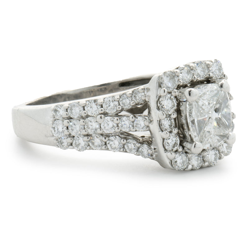14 Karat White Gold Quad-Set Diamond Engagement Ring