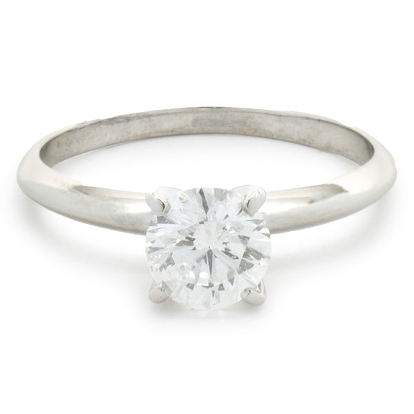 14 Karat White Gold Round Brilliant Cut Diamond Engagement Ring