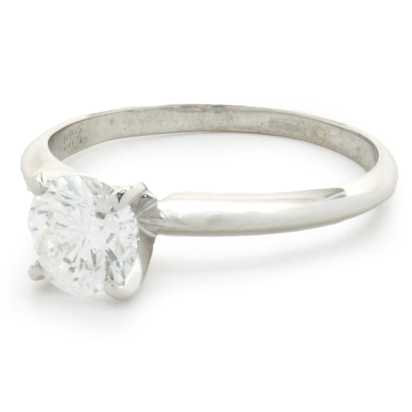 14 Karat White Gold Round Brilliant Cut Diamond Engagement Ring