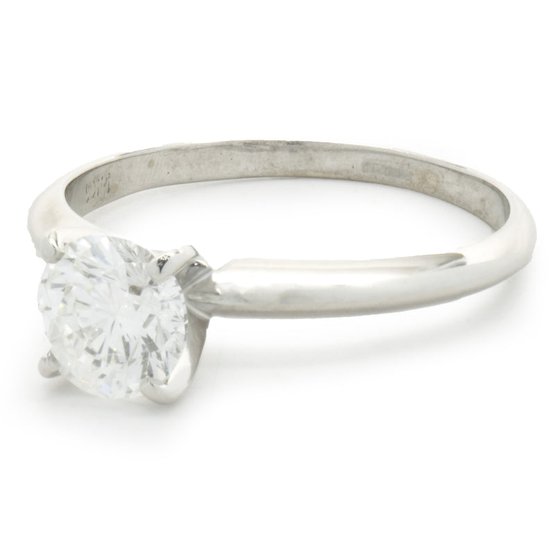 14 Karat White Gold Round Brilliant Cut Diamond Engagement Ring