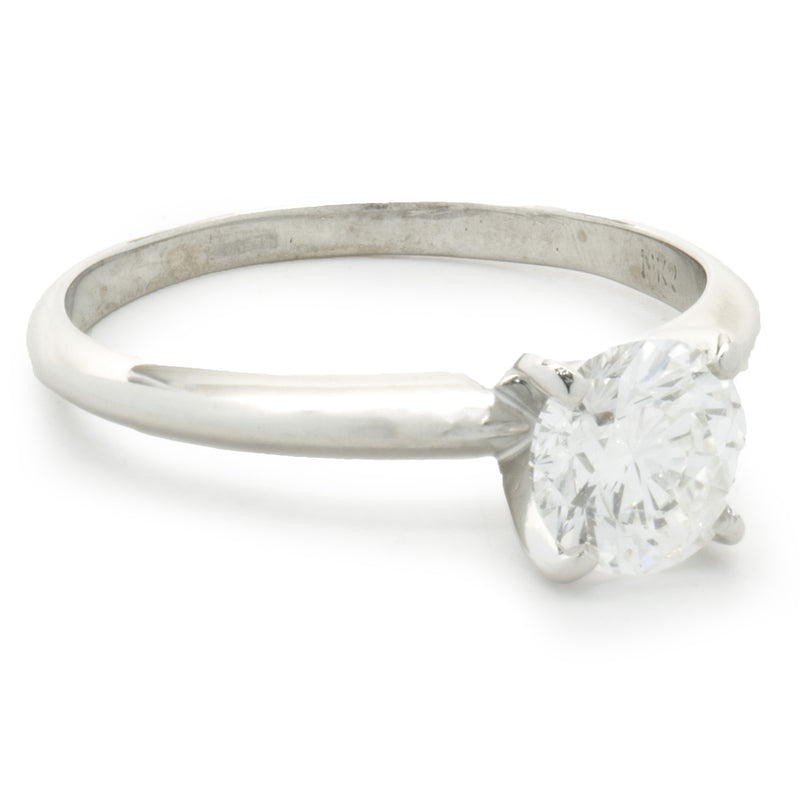 14 Karat White Gold Round Brilliant Cut Diamond Engagement Ring