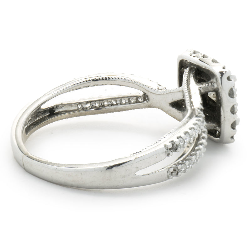 14 Karat White Gold Diamond Cluster Engagement Ring