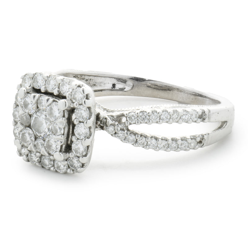14 Karat White Gold Diamond Cluster Engagement Ring