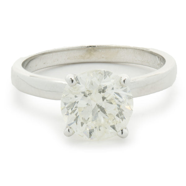 14 Karat White Gold Round Brilliant Cut Diamond Engagement Ring