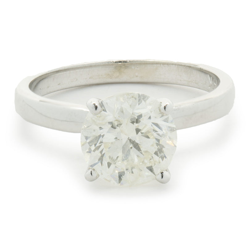 14 Karat White Gold Round Brilliant Cut Diamond Engagement Ring