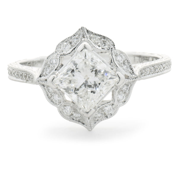 14 Karat White Gold Princess Cut Diamond Engagement Ring