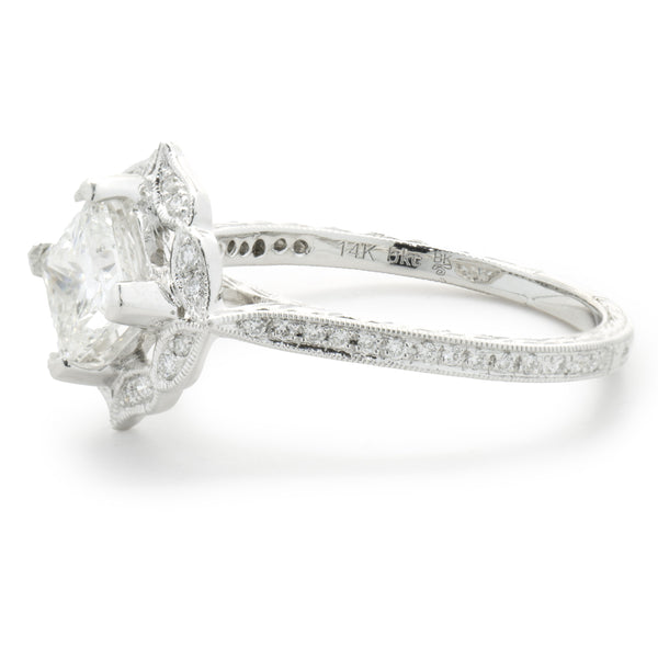 14 Karat White Gold Princess Cut Diamond Engagement Ring