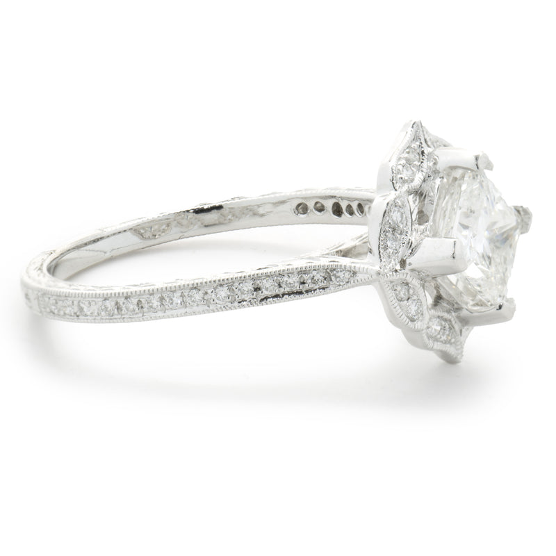 14 Karat White Gold Princess Cut Diamond Engagement Ring