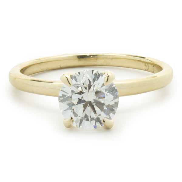 14 Karat Yellow Gold Round Brilliant Cut Diamond Engagement Ring