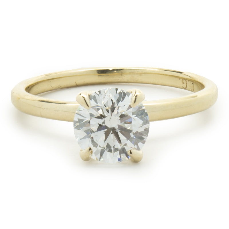 14 Karat Yellow Gold Round Brilliant Cut Diamond Engagement Ring