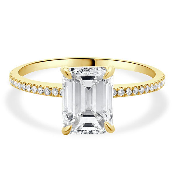 14 Karat Yellow Gold Emerald Cut Diamond Engagement Ring